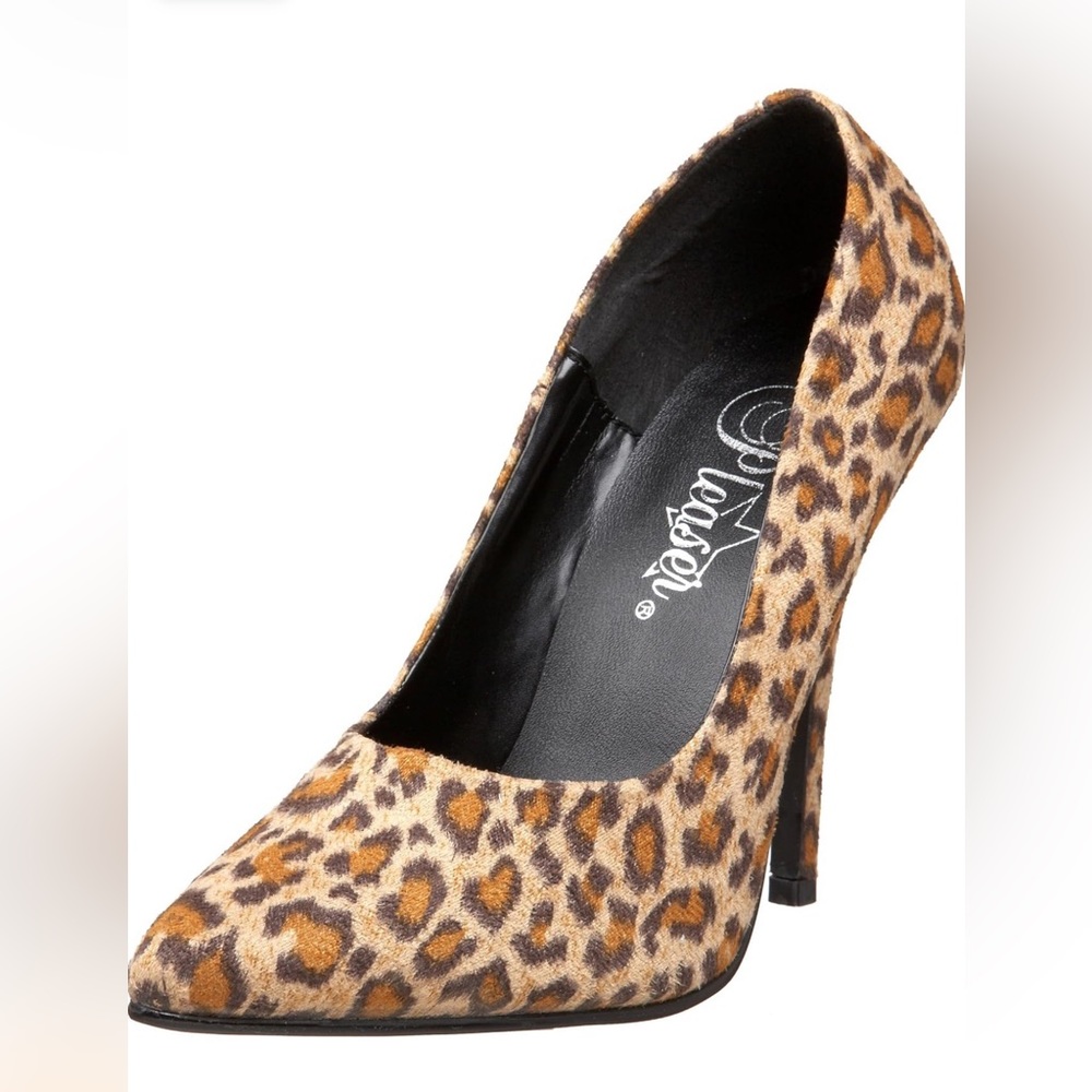 New no box Pleaser Women's Seduce-420 4” Heel Pump Velvet Leopard Print Size 7